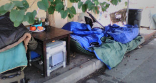 Encampment on sidewalk